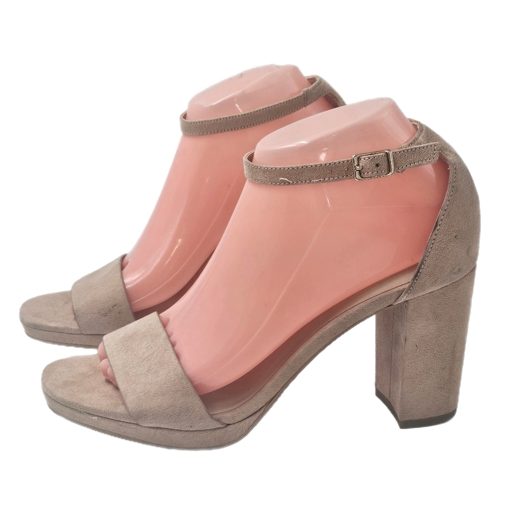 Chinese Laundry Teri Platform Block Heel Sandals Nude Suede Size 8 Women's Heel